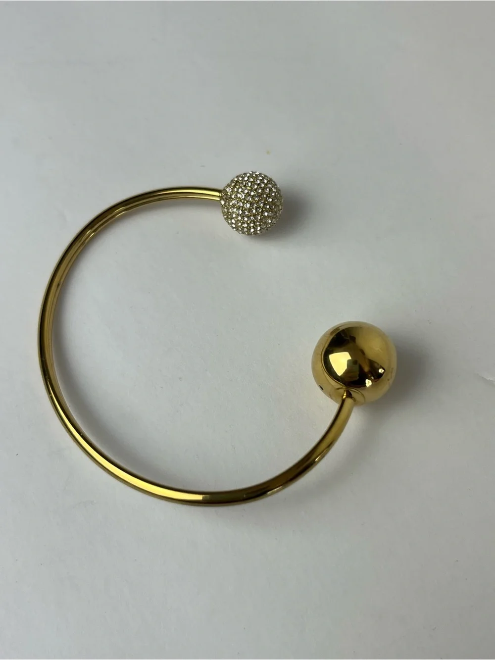 Michael Kors Gold Pave Crystal Sphere Bangle Double Bling Ball Gold Tone